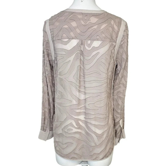 Rebecca Taylor Liger Silk Blend Long Sleeve  Blouse Size 2 in Sleek - Picture 5 of 10